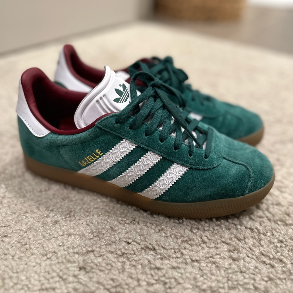 Adidas Gazelle Forest Green and White Trainers